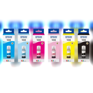 BOUTEILLES D'ENCRE EPSON 108 ECOTANK - BLACK - CYAN - MAGENTA - YELLOW - LIGHT CYAN - LIGHT MAGENTA