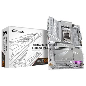 GIGABYTE X870E AORUS ELITE WIFI7 ICE - CARTE MÈRE ATX - SOCKET AM5 - 4 x DDR5 - 1 x PCIe 5.0 X16 - 4 x M.2 NVMe - WIFI 7 - BT 5.4 - LAN 2.5GBE - WHITE