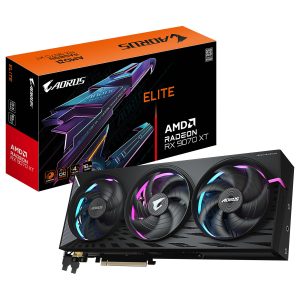 GIGABYTE AORUS RADEON RX 9070 XT ELITE 16G - CARTE GRAPHIQUE - 16 GO GDDR6 - PCIe 4.0 - 2x HDMI + 2x DISPLAYPORT - OC - RGB HALO - BLACK