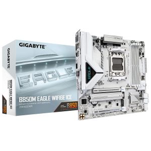 GIGABYTE B850M EAGLE WIFI6E ICE - CARTE MÈRE MICRO ATX - SOCKET AM5 - 4 x DDR5 - 1 x PCIe 5.0 X16 - 2 x M.2 NVMe - WIFI 6E - BT 5.3 - LAN 2.5GBE - WHITE