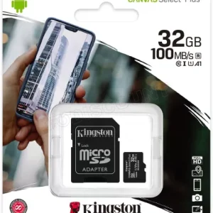 KINGSTON CANVAS SELECT PLUS SDCS3 32GB - MICRO SDXC 32GB - UHS-I CLASSE 10 - AVEC ADAPTATEUR SD - BLACK