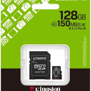 KINGSTON CANVAS SELECT PLUS SDCS3 128GB - MICRO SDXC 128GB - UHS-I CLASSE 10 - AVEC ADAPTATEUR SD - BLACK