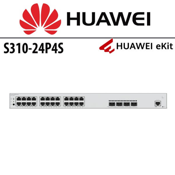 HUAWEI eKIT S310-24P4S - SWITCH MANAGEABLE L3 - 24 PORTS GIGABIT POE+ - 4 PORTS GE SFP - RACKABLE RACK 1U - 98012201