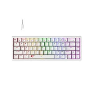 HAVIT KB874L WHITE - CLAVIER MÉCANIQUE GAMING - RGB BACKLIT - SWITCHES RED - 67 TOUCHES - COMPACT - WHITE