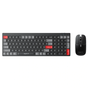 HAVIT KB830WB BLACK - PACK CLAVIER + SOURIS SANS FIL - CONNEXION 2.4GHZ - SILENCIEUX - ERGONOMIQUE - BLACK
