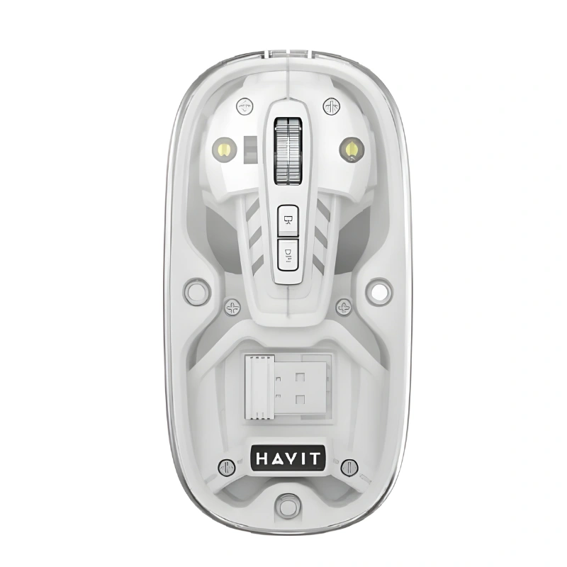 HAVIT MS62WB PRO - SOURIS GAMING SANS FIL - BLUETOOTH + 2.4GHZ - RECHARGEABLE - DPI AJUSTABLE - DESIGN ERGONOMIQUE - WHITE