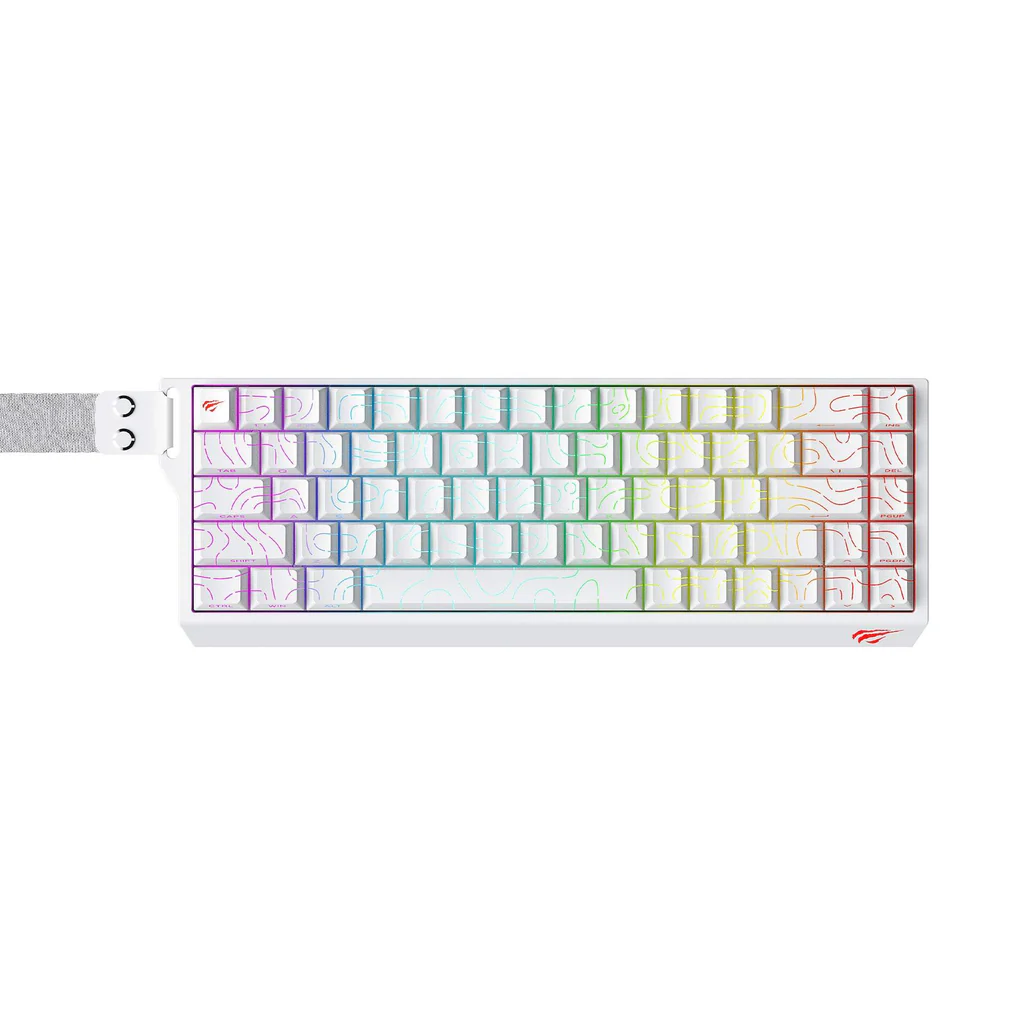 HAVIT KB922L WHITE - CLAVIER MÉCANIQUE GAMING - RGB BACKLIT - SWITCHES RED - 68 TOUCHES - COMPACT - WHITE