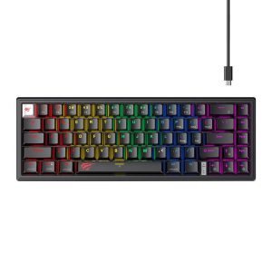 HAVIT KB874L - CLAVIER MÉCANIQUE GAMING - RGB BACKLIT - SWITCHES RED - 67 TOUCHES - COMPACT - BLACK