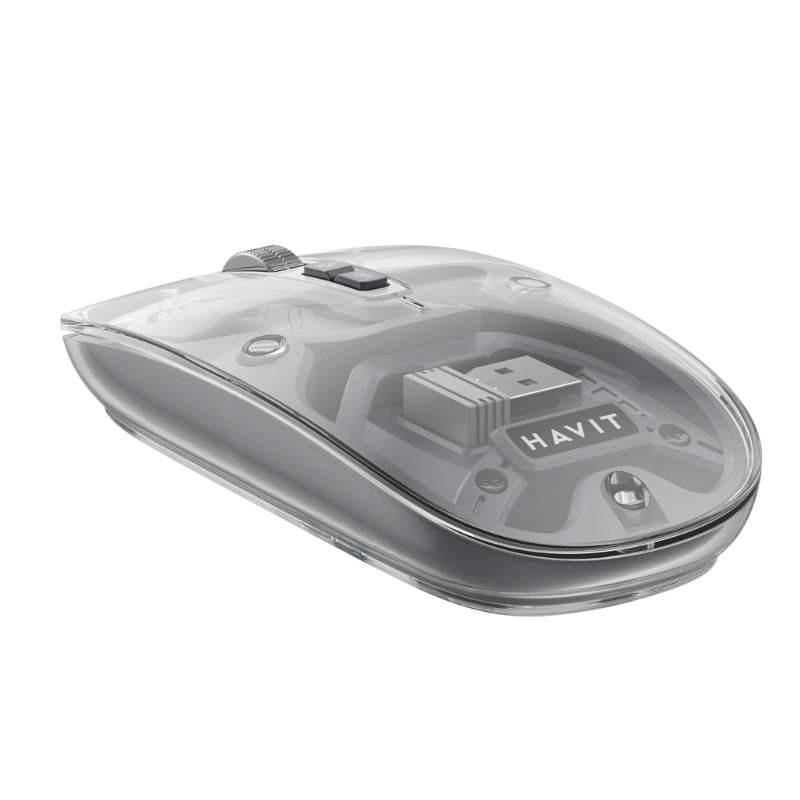HAVIT MS62WB PRO - SOURIS GAMING SANS FIL - BLUETOOTH + 2.4GHZ - RECHARGEABLE - DPI AJUSTABLE - DESIGN ERGONOMIQUE - WHITE – Image 4