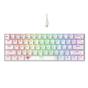 HAVIT KB903L WHITE - CLAVIER MÉCANIQUE GAMING - RGB BACKLIT - SWITCHES RED / WHITE - 61 TOUCHES - ULTRA COMPACT - WHITE