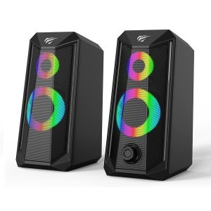 HAVIT SK202BT - HAUT-PARLEURS GAMING - BLUETOOTH 5.3 + JACK 3.5MM - RGB LIGHTING - SON STÉRÉO - DESIGN COMPACT - BLACK