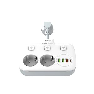 SIYOTEAM LDNIO SE2435 - MULTIPRISE 2 PRISES + 3 PORTS USB - 2500W - CHARGE RAPIDE - PROTECTION - COMPACT - WHITE