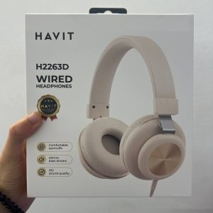 HAVIT H2263D BEIGE - CASQUE FILAIRE - HAUT-PARLEURS 40MM - SON HD - COUSSINETS CONFORTABLES - DESIGN ÉLÉGANT - BEIGE