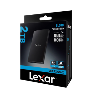 LEXAR SL300 2TO - DISQUE DUR SSD EXTERNE PORTABLE - USB 3.2 GEN 2 TYPE-C - JUSQU'À 1050 MO/S - NOIR