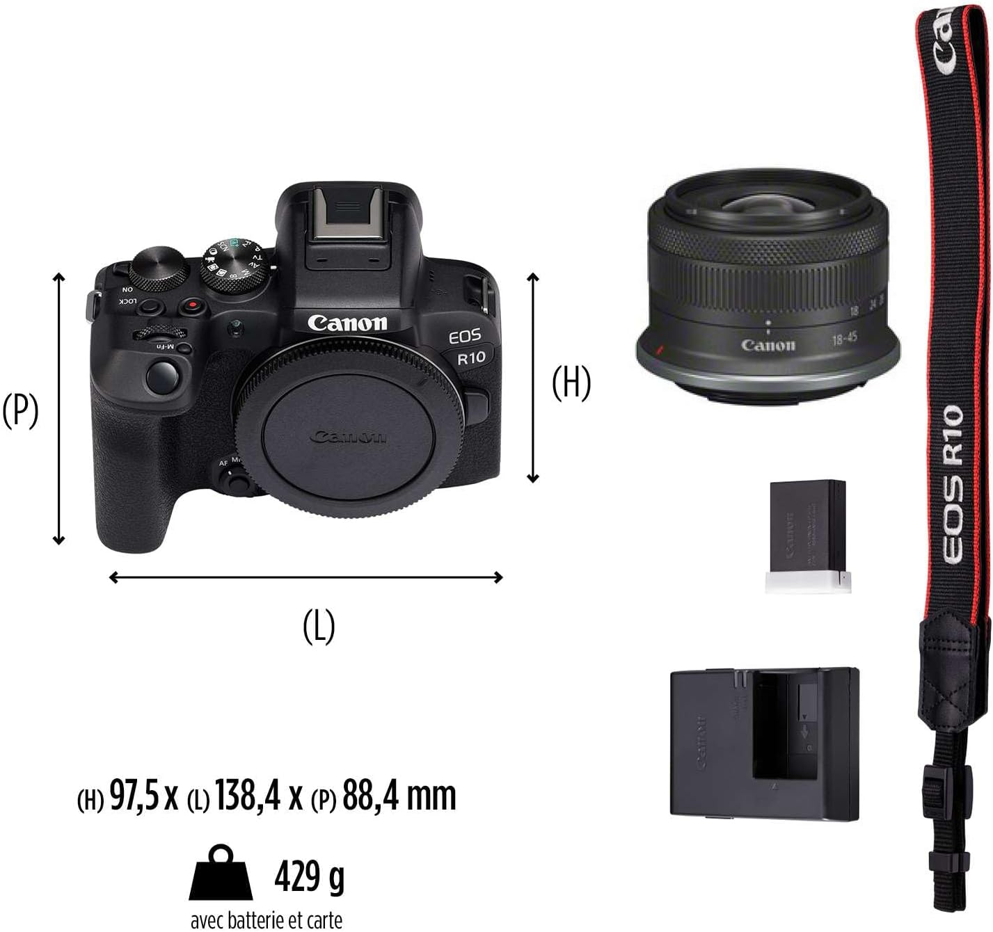 CANON EOS R10 - APPAREIL PHOTO HYBRIDE 4K + OBJECTIF RF-S 18-45mm - F4.5-6.3 IS STM - 24.2 MLPXL - LDC - BLACK – Image 2