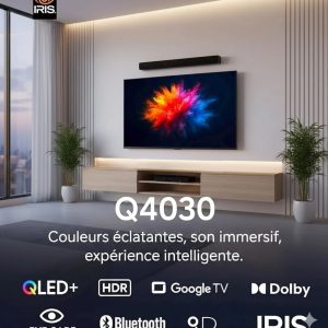 TV IRIS Q4030 43"- GOOGLE TV - FULL HD - QLED - ANDROID - BLUETOOTH - DOLBY AUDIO - EYE CARE - GOOGLE CAST - BLACK